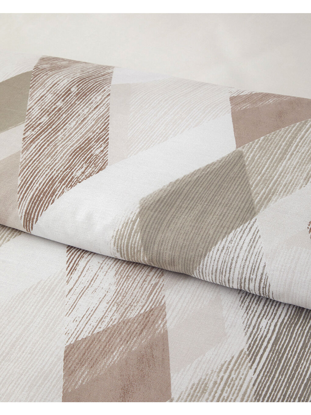 Modern Argyle Pamuklu Ranforce Çift Kişilik Nevresim Takımı 200x220 cm Bej-3