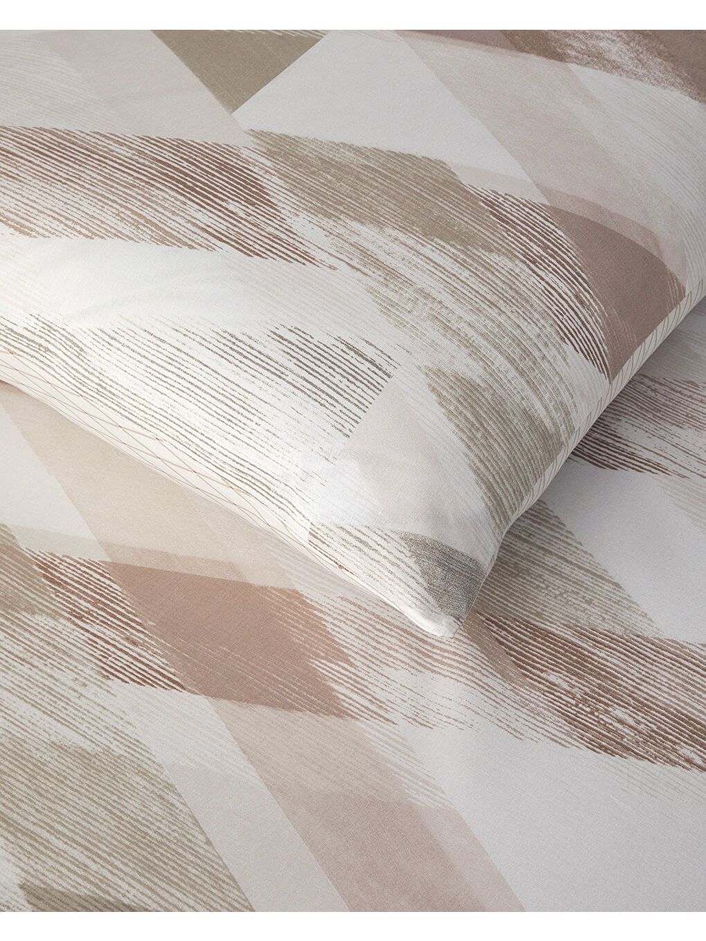 Modern Argyle Pamuklu Ranforce Çift Kişilik Nevresim Takımı 200x220 cm Bej-4