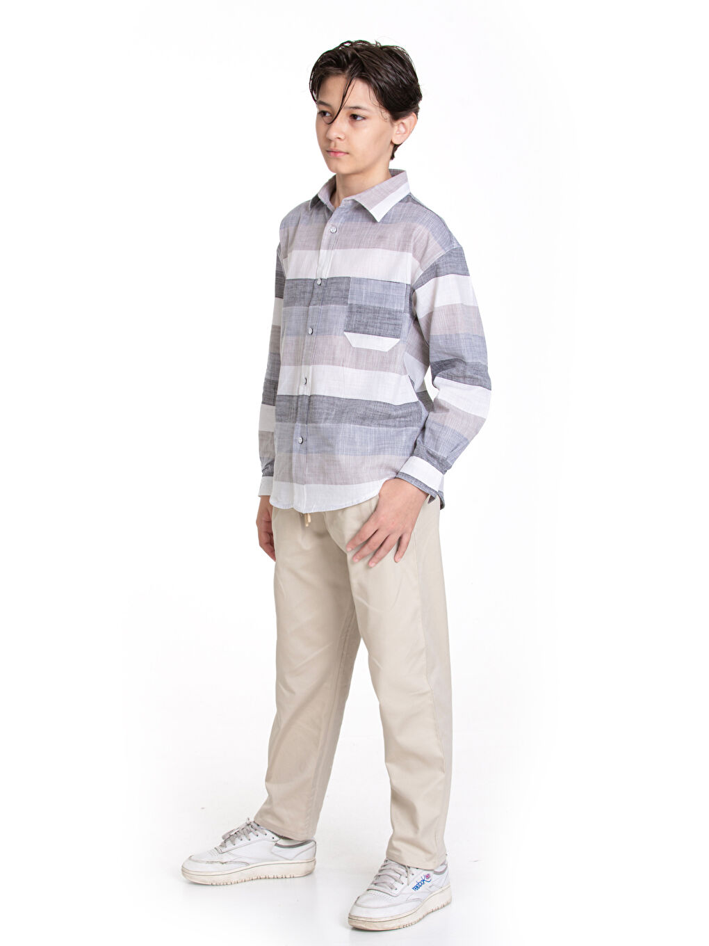 Ekru Erkek Çocuk Keten 2'li Takım (Pantolon+Gömlek) P1007.1-2