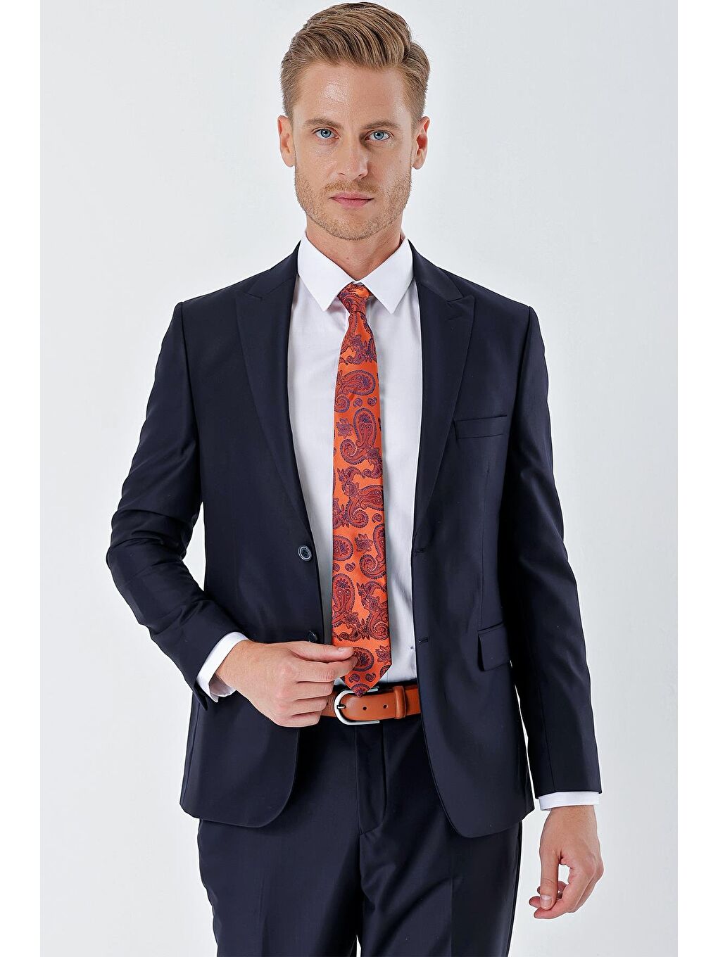 Lacivert Gabardin Kırlangıç Yaka Astarlı 6 Drop Slim Fit Dar Kesim Basic Takım Elbise 1001235011-4