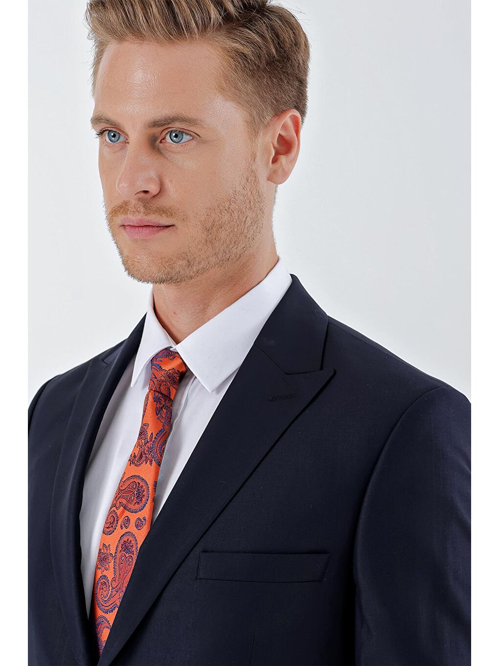 Lacivert Gabardin Kırlangıç Yaka Astarlı 6 Drop Slim Fit Dar Kesim Basic Takım Elbise 1001235011-5