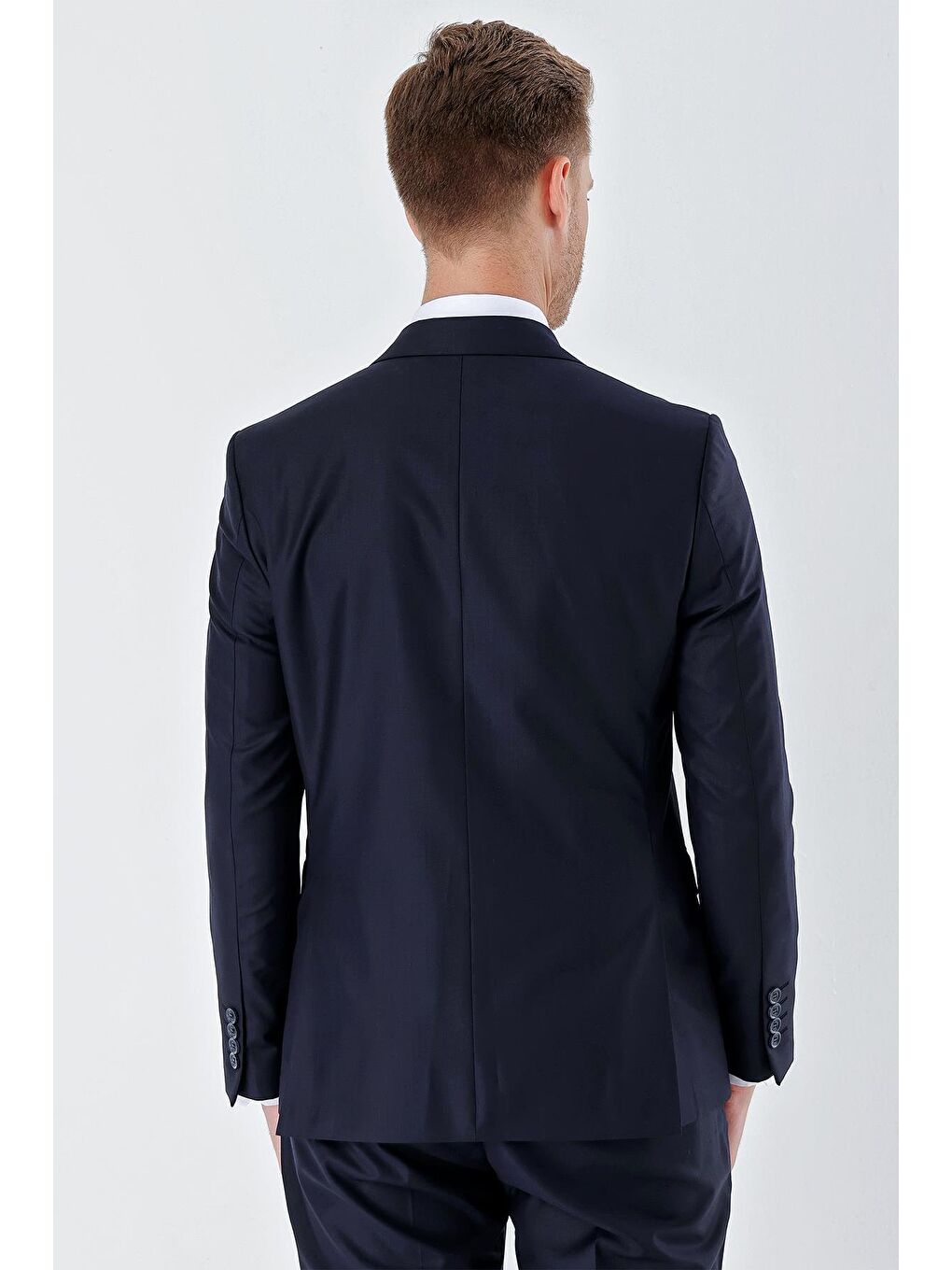 Lacivert Gabardin Kırlangıç Yaka Astarlı 6 Drop Slim Fit Dar Kesim Basic Takım Elbise 1001235011-6