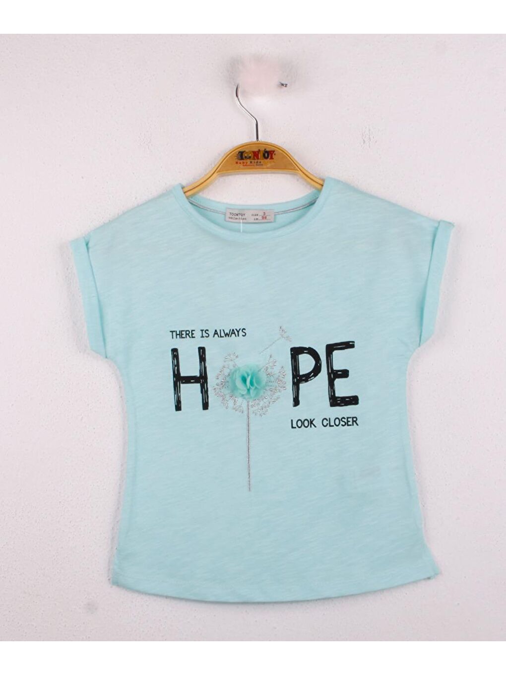 Toontoykids Mint Yeşil Kız Çocuk Hope Baskılı Tişört