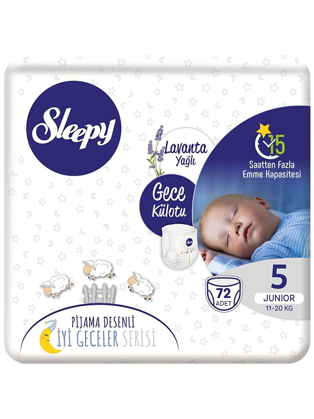 Sleepy Beyaz Gece Külotu 5 Numara Junıor 72 Adet