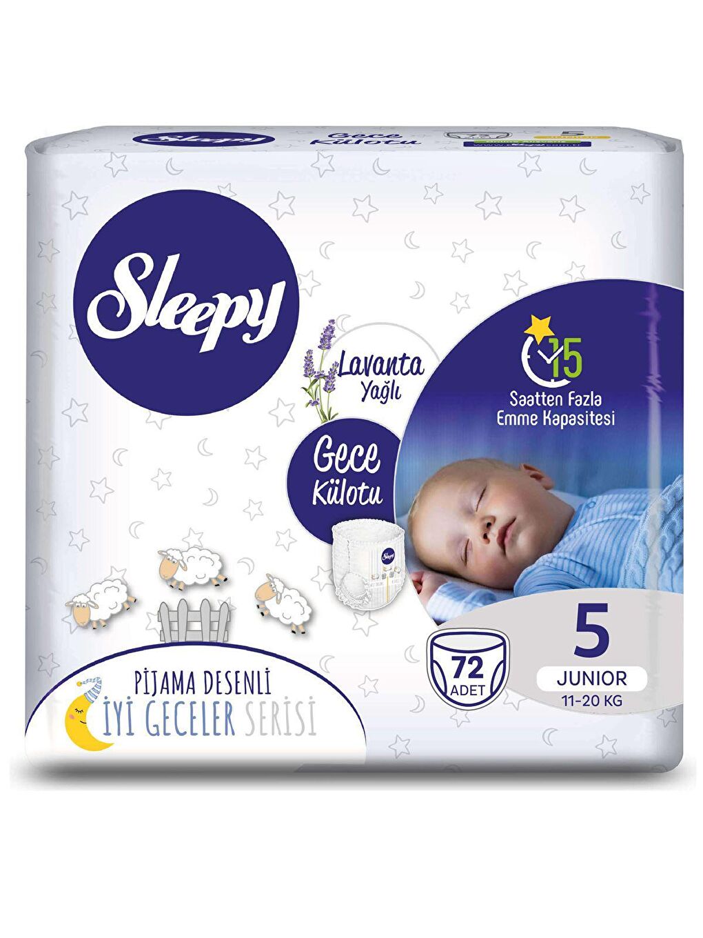 Sleepy Beyaz Gece Külotu 5 Numara Junıor 72 Adet - 1