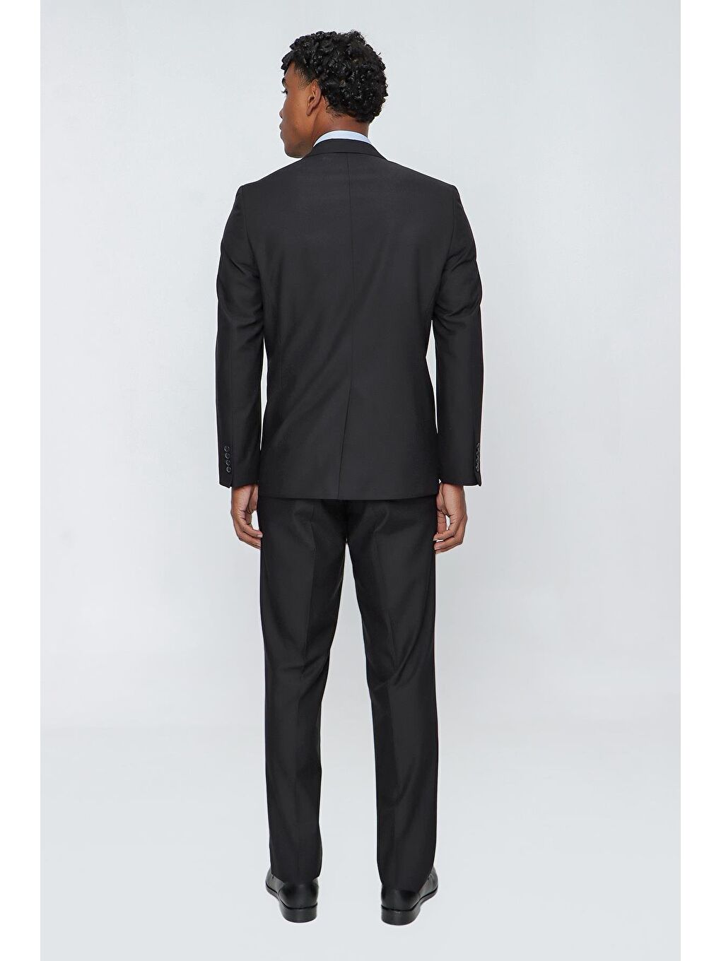 Siyah Gabardin Mono Yaka Tek Yırtmaç 4 Drop Comfort Fit Rahat Kesim Basic Takım Elbise 1001230009-4