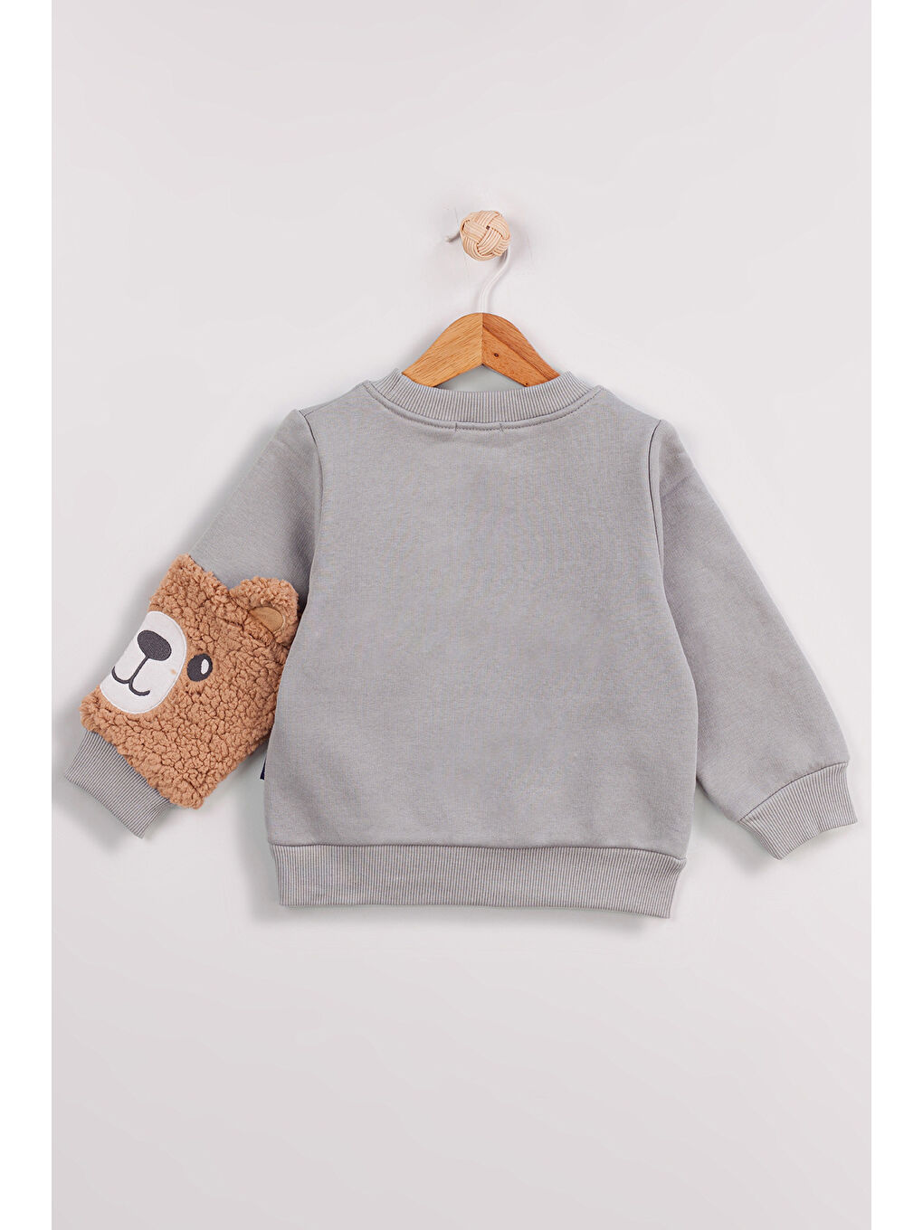 MRTUFFY Yeşil Erkek Çocuk 2'li Paket Kalın Tilki-Ayı Nakışlı  Sweatshirt - 3