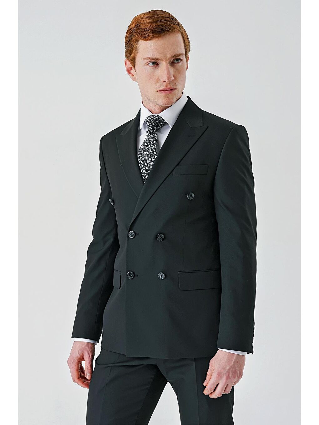 Siyah Bez Ayağı Kılıç Yaka Tam Astar Esnek 6 Drop Slim Fit Classic Takım Elbise 1001245172