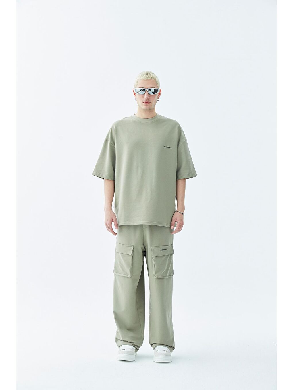 Haki Cep Detaylı Oversize Erkek Eşofman Takım