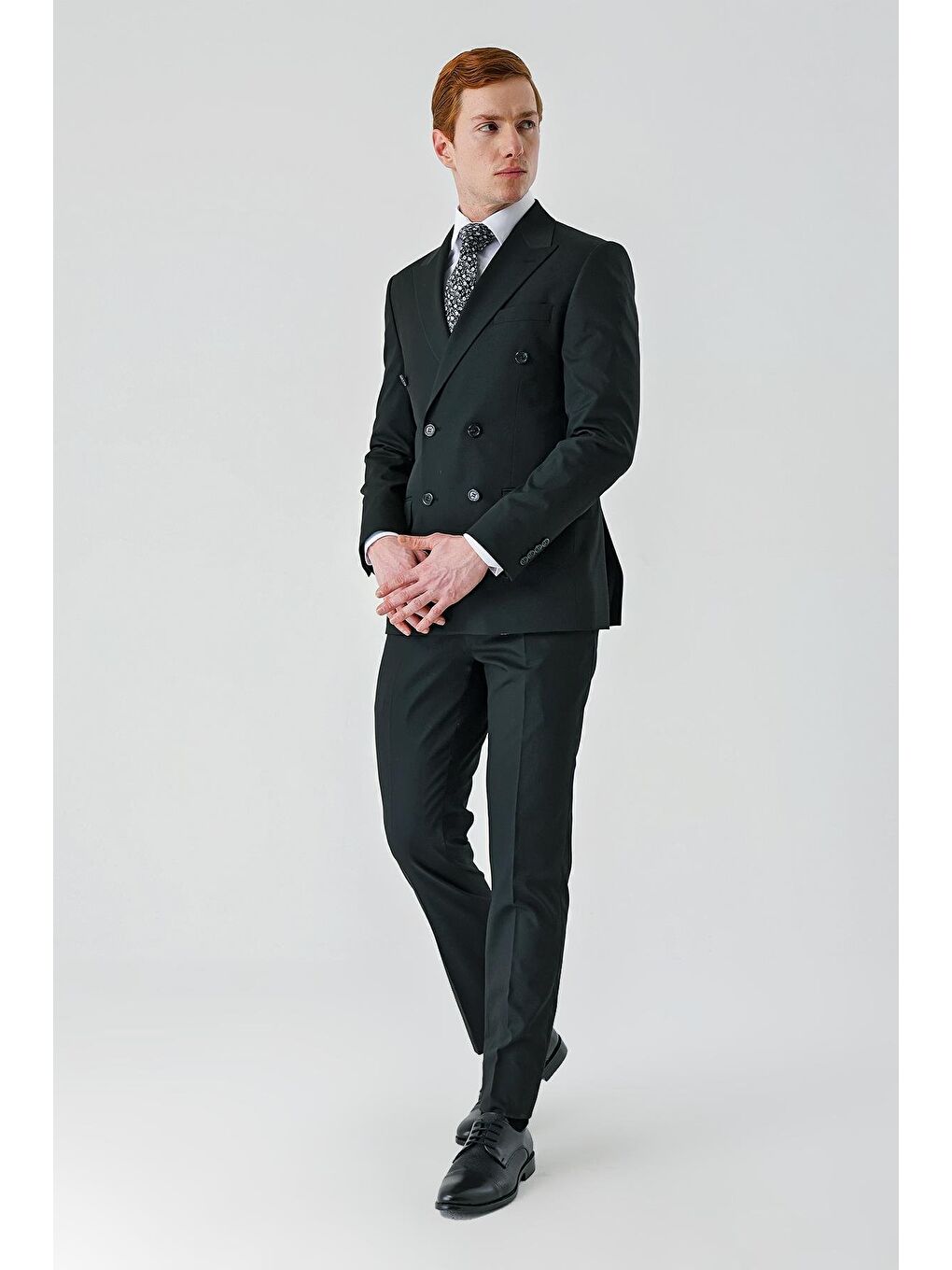 Siyah Bez Ayağı Kılıç Yaka Tam Astar Esnek 6 Drop Slim Fit Classic Takım Elbise 1001245172-5