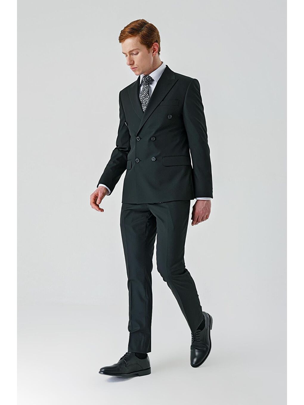 Siyah Bez Ayağı Kılıç Yaka Tam Astar Esnek 6 Drop Slim Fit Classic Takım Elbise 1001245172-6