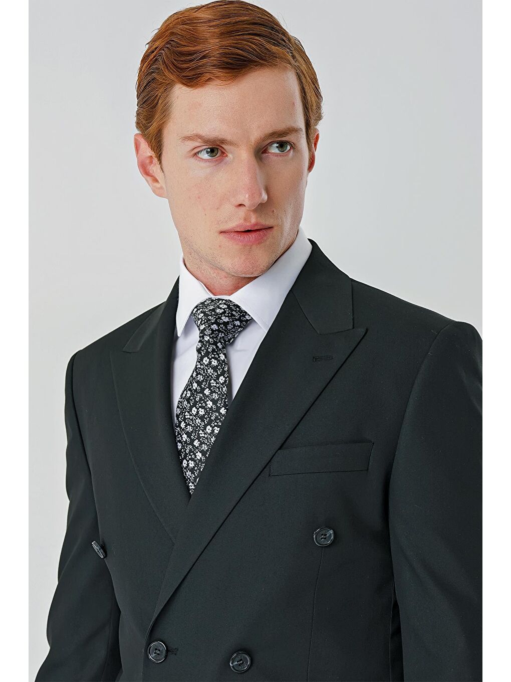 Siyah Bez Ayağı Kılıç Yaka Tam Astar Esnek 6 Drop Slim Fit Classic Takım Elbise 1001245172-7