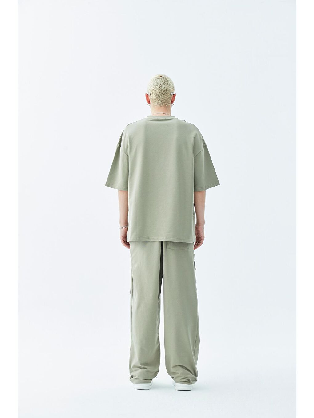 Haki Cep Detaylı Oversize Erkek Eşofman Takım-3