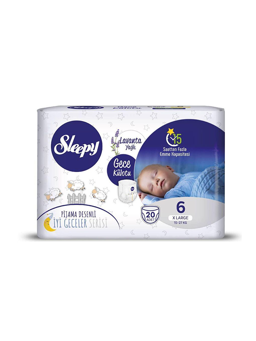 Sleepy Beyaz Gece Külotu 6 Numara Xlarge 20 Adet