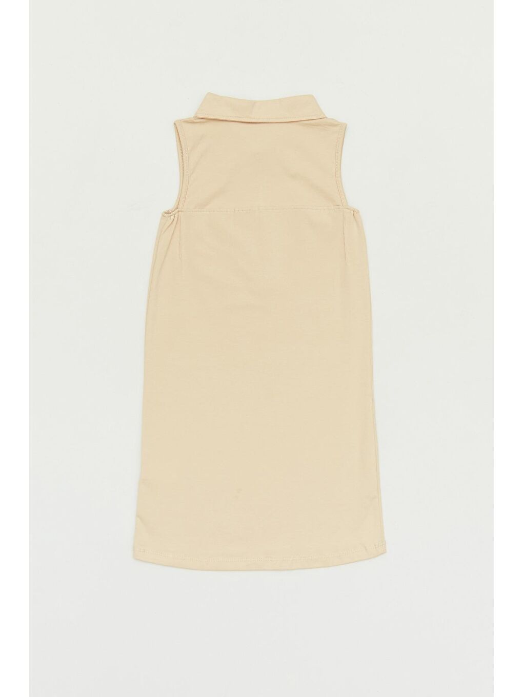 Bej Basic Yarım Fermuarlı Kız Çocuk Elbise-2