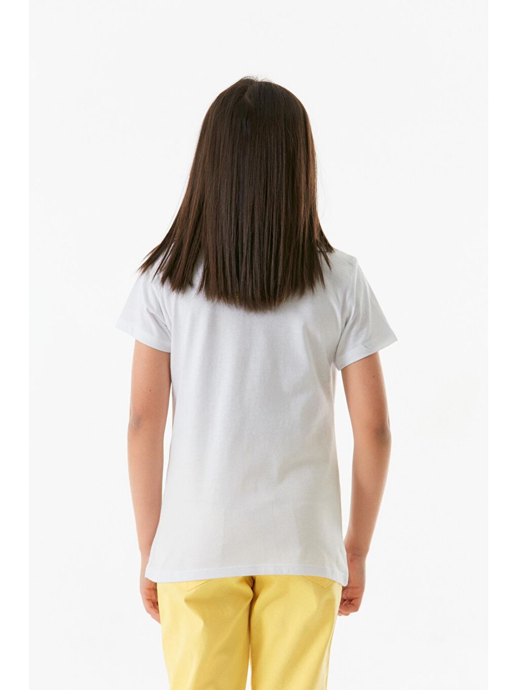 Beyaz Baskılı Kız Çocuk Tişört-2