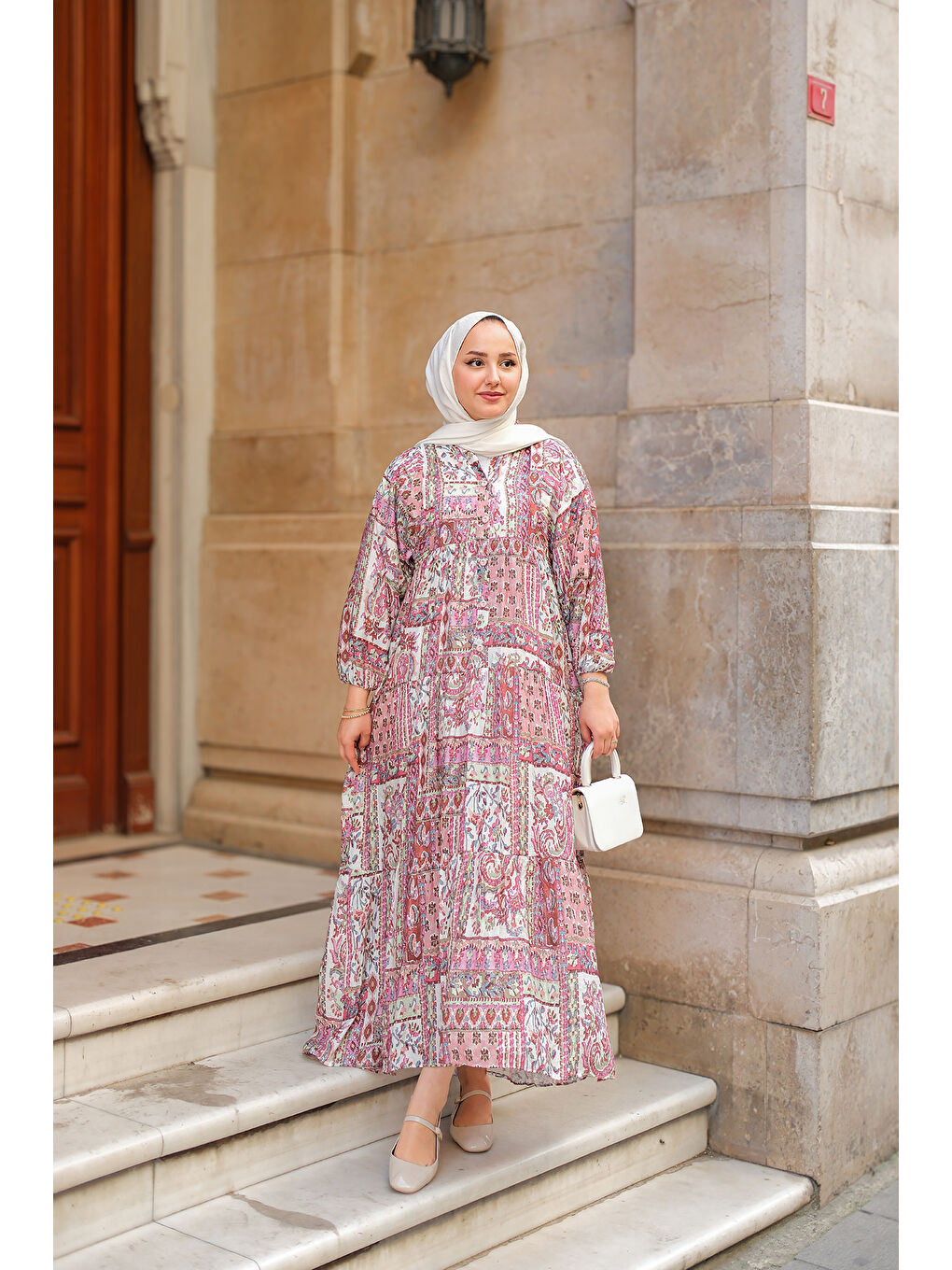 Kadın Luisida Desenli Elbise Lila-1