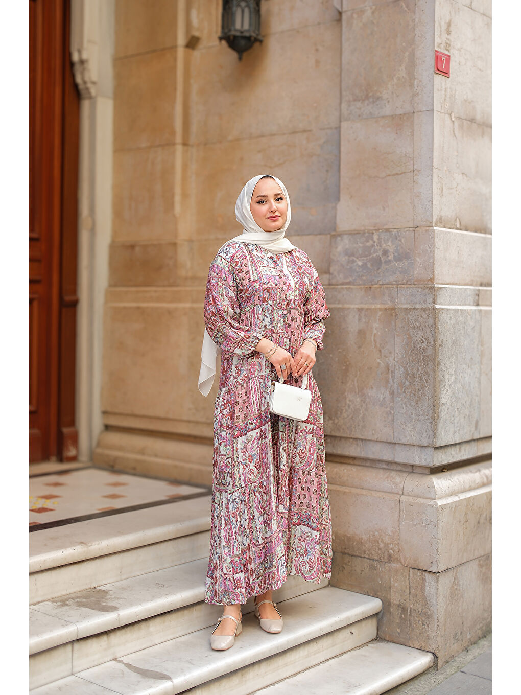 Kadın Luisida Desenli Elbise Lila-2