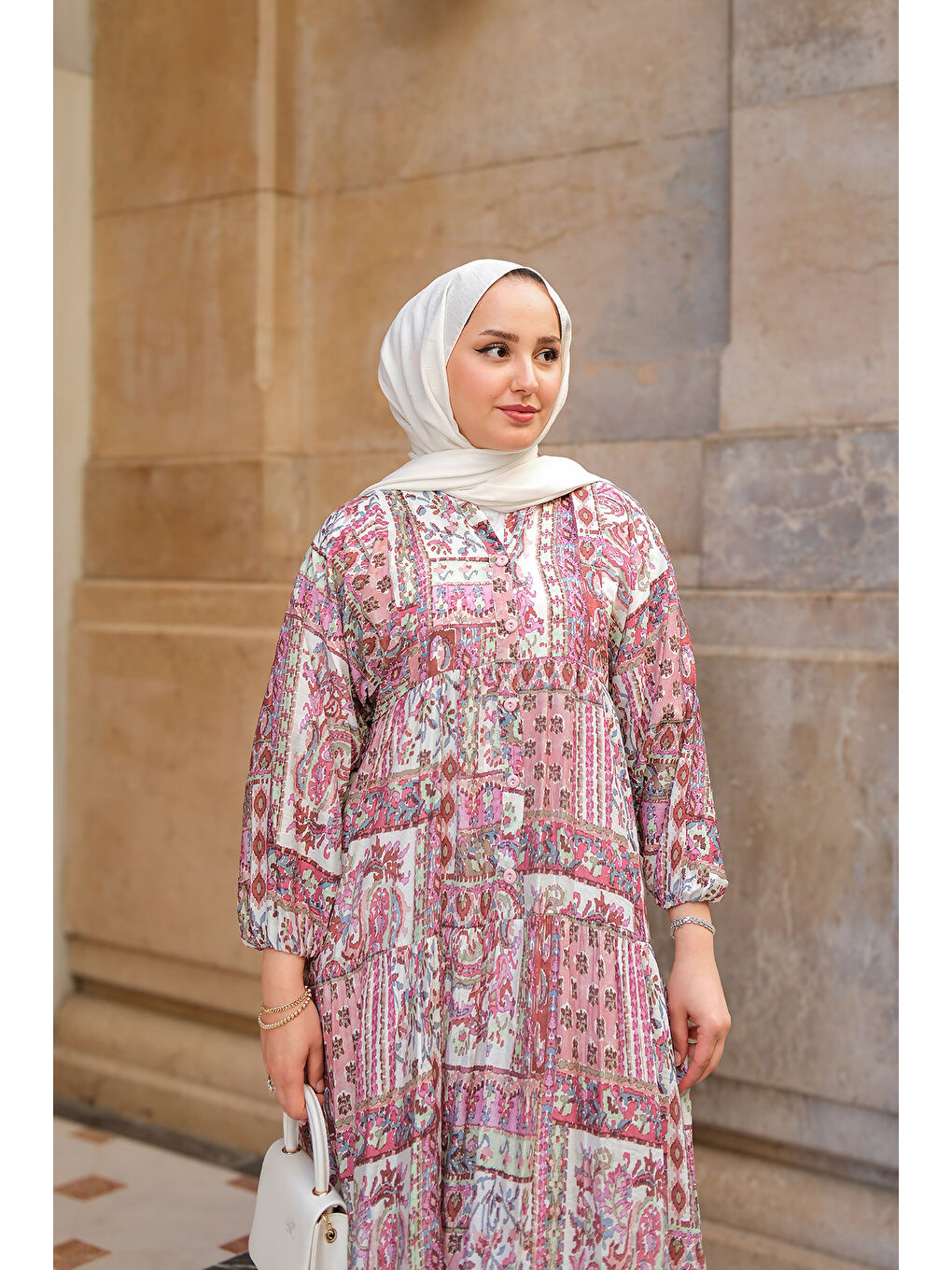 Kadın Luisida Desenli Elbise Lila-4