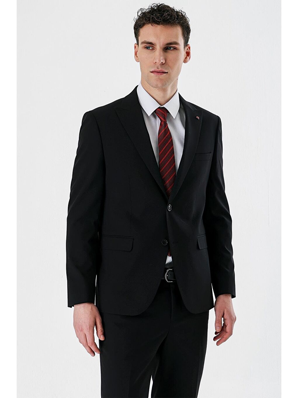 Siyah Düz Kırlangıç Yaka Elastanlı 6 Drop Slim Fit Dar Kesim Klasik Takım Elbise 1001240161