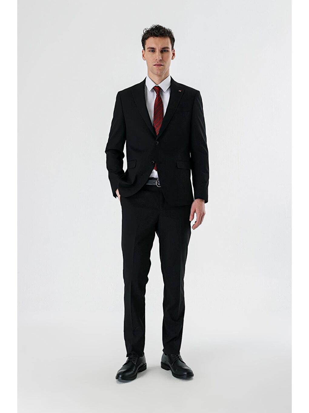 Siyah Düz Kırlangıç Yaka Elastanlı 6 Drop Slim Fit Dar Kesim Klasik Takım Elbise 1001240161-3