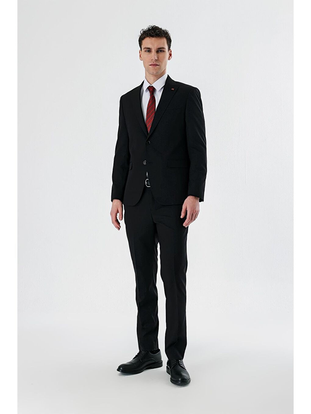 Siyah Düz Kırlangıç Yaka Elastanlı 6 Drop Slim Fit Dar Kesim Klasik Takım Elbise 1001240161-4