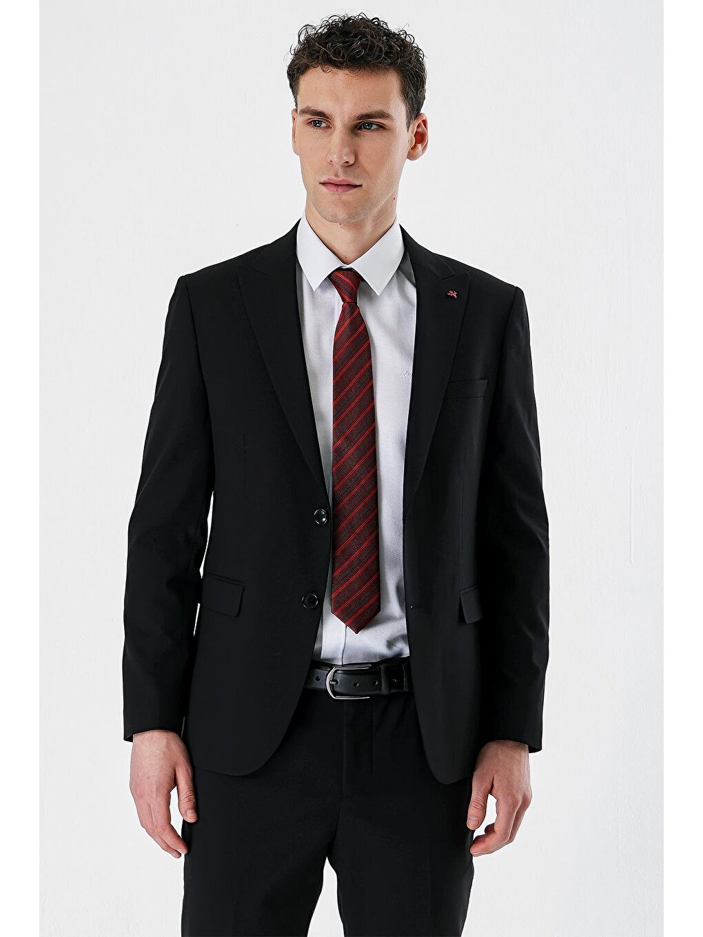 Siyah Düz Kırlangıç Yaka Elastanlı 6 Drop Slim Fit Dar Kesim Klasik Takım Elbise 1001240161-5