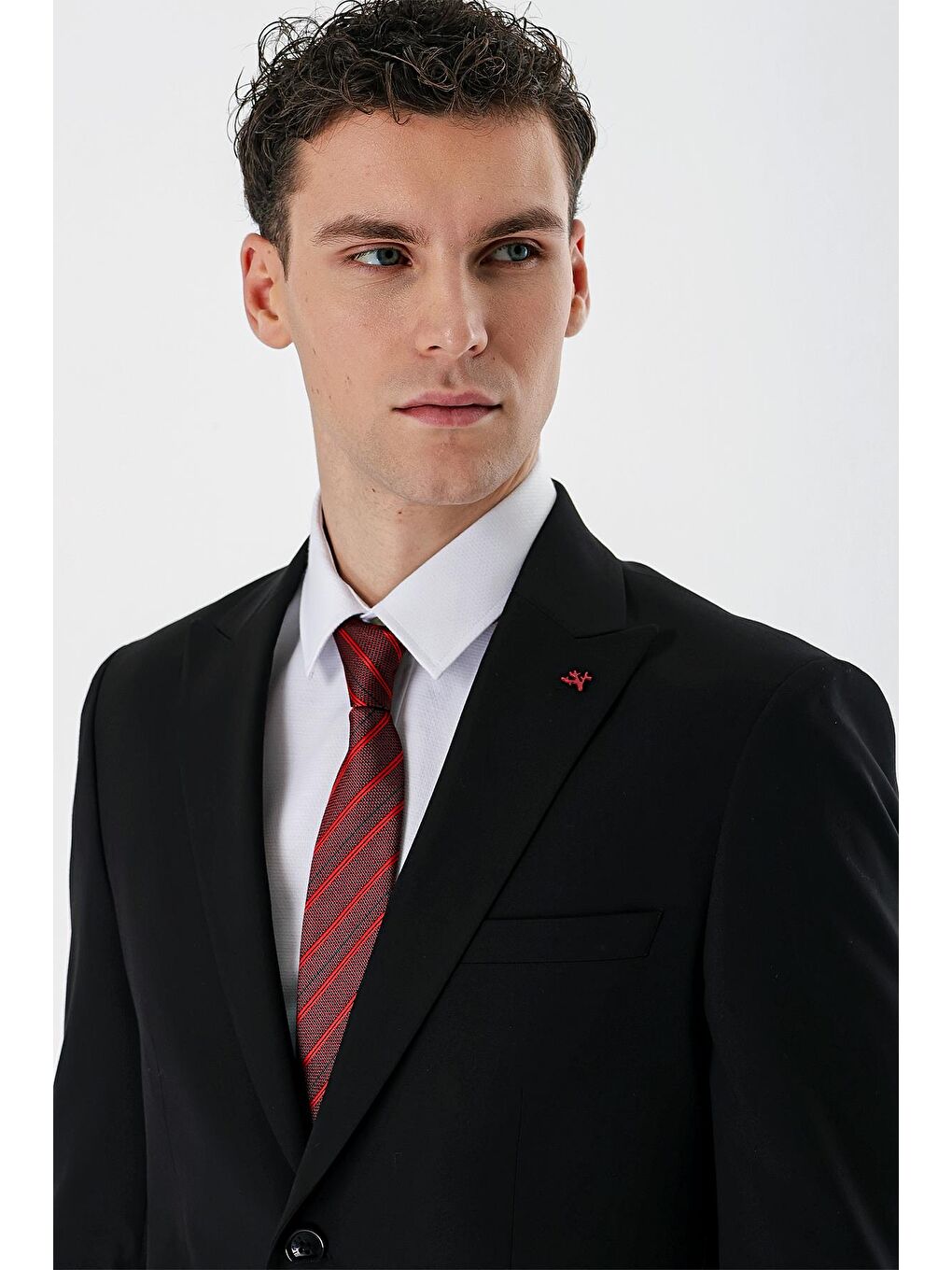 Siyah Düz Kırlangıç Yaka Elastanlı 6 Drop Slim Fit Dar Kesim Klasik Takım Elbise 1001240161-6