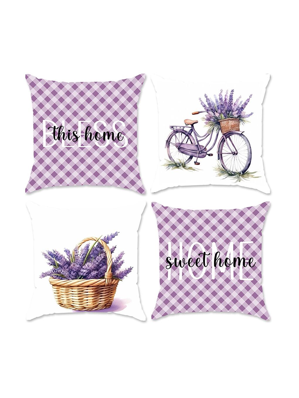 Karışık Bahar Temalı Kadife Kırlent Kılıfı 4'lü Set 43x43 cm Çift Taraf Baskı-1