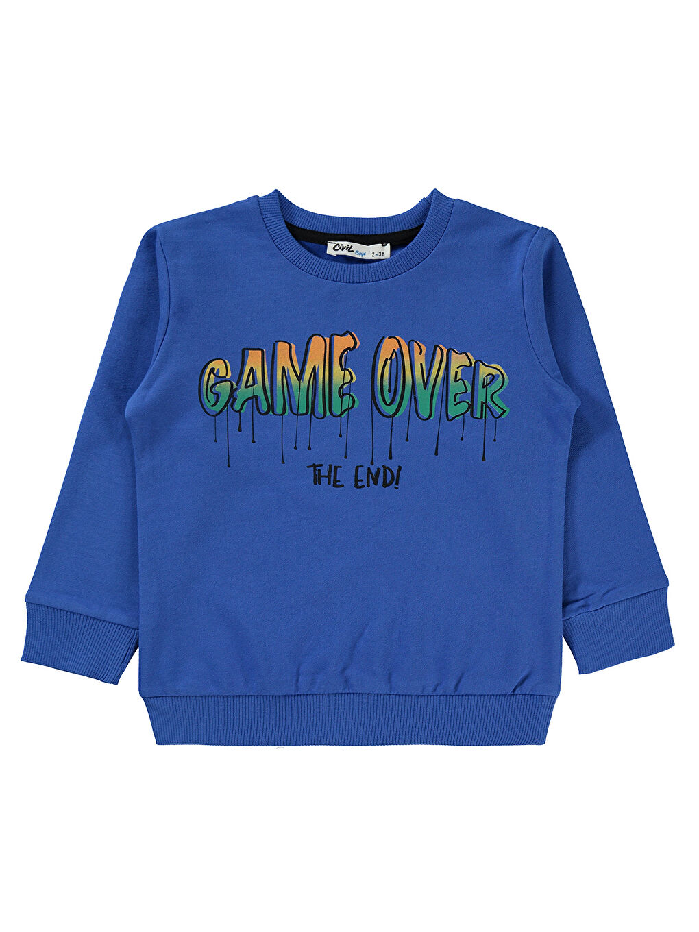 Civil Saks Erkek Çocuk Sweatshirt 2-5 Yaş Saks Mavisi