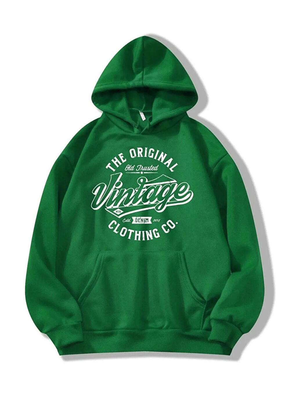 Yeşil Vintage Baskılı Oversize Sweatshirt