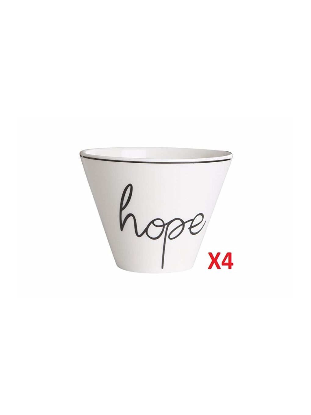 PORLAND Beyaz-Renklibaskı Hope Kase 10cm 4 lü 04LFH000383