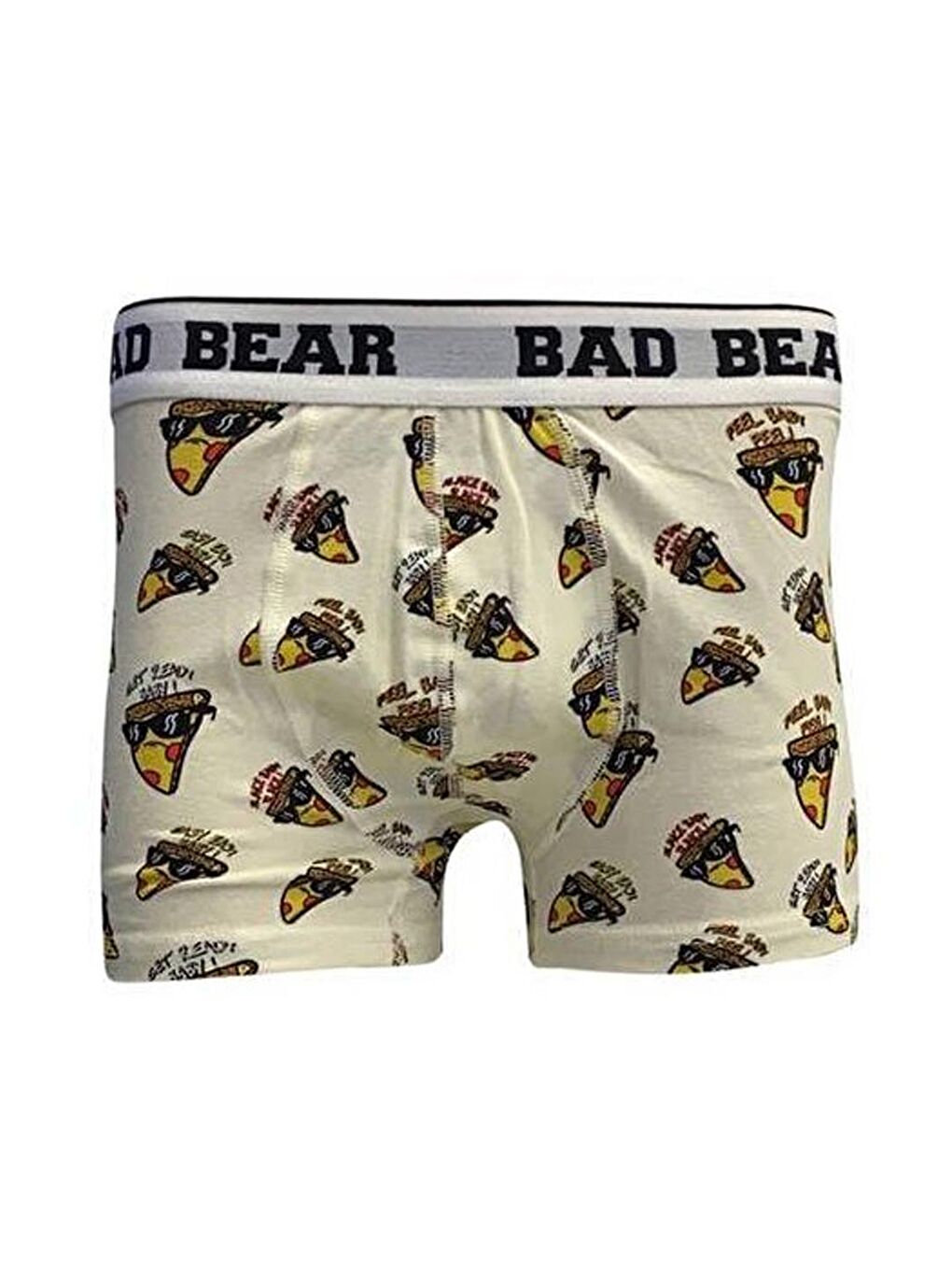 Beyaz Pizza Erkek Desenli Boxer
