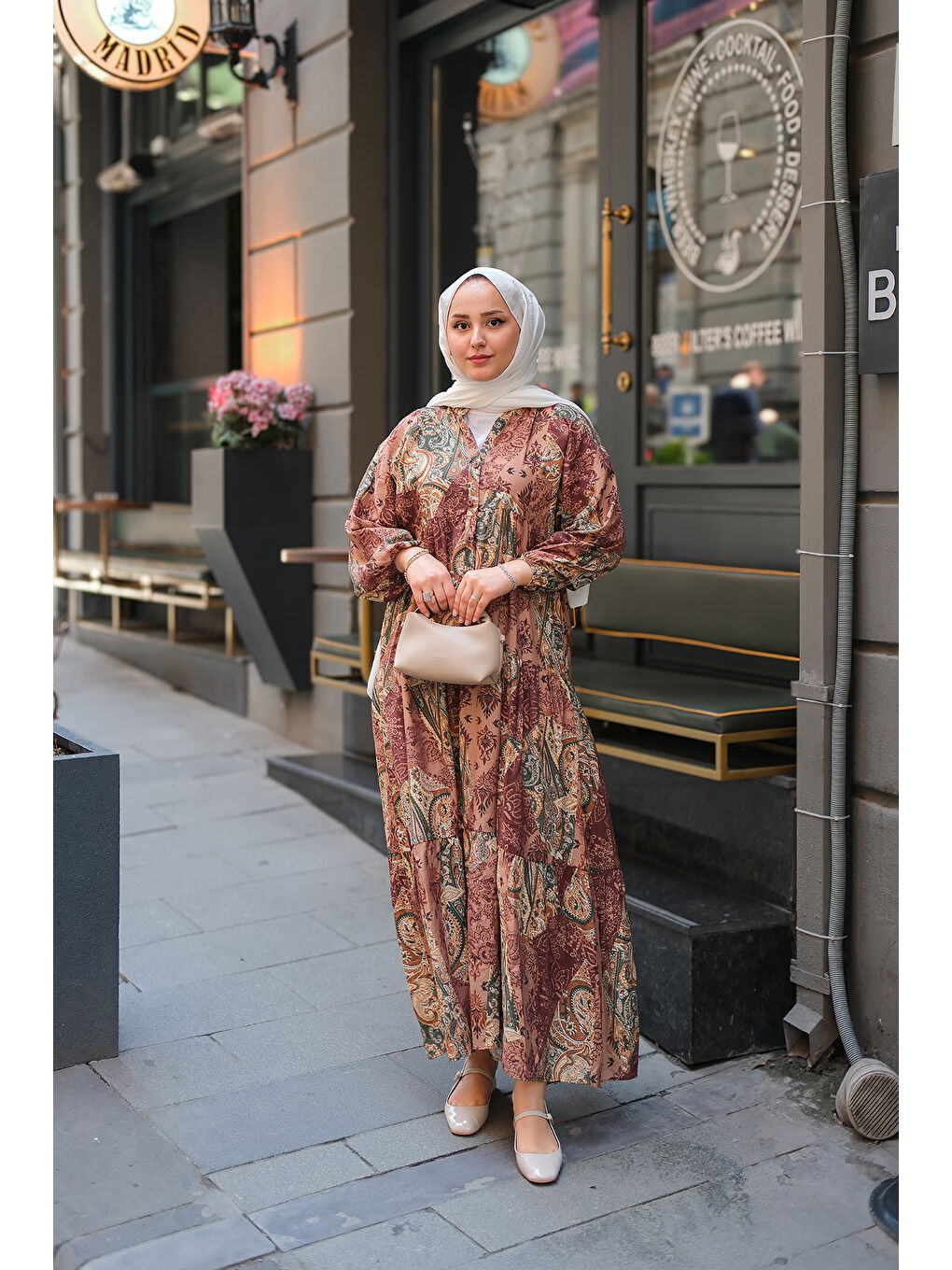 Kahverengi Kadın Pilea Luna Gipeli Elbise Açık Kahve-1