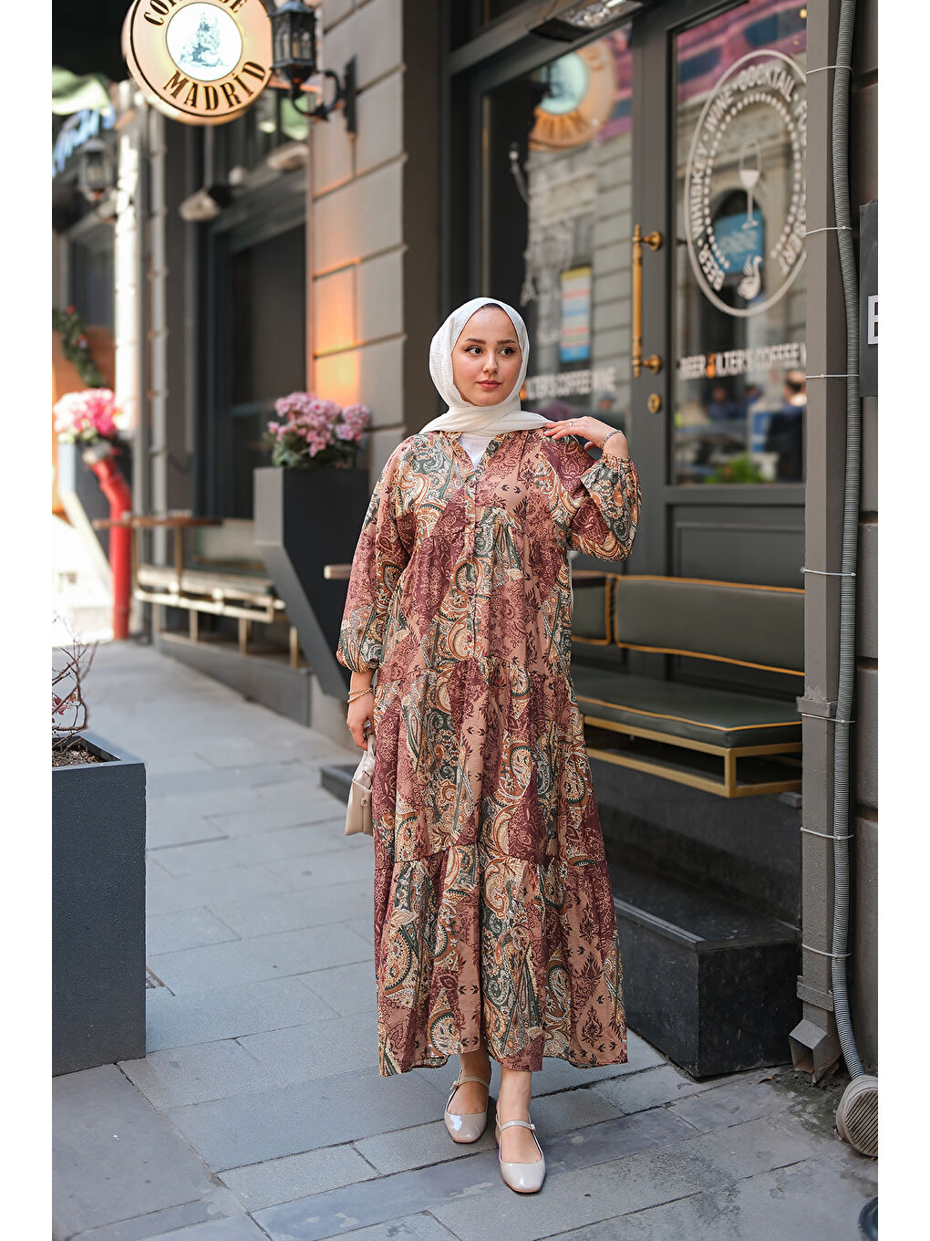 Kahverengi Kadın Pilea Luna Gipeli Elbise Açık Kahve-3