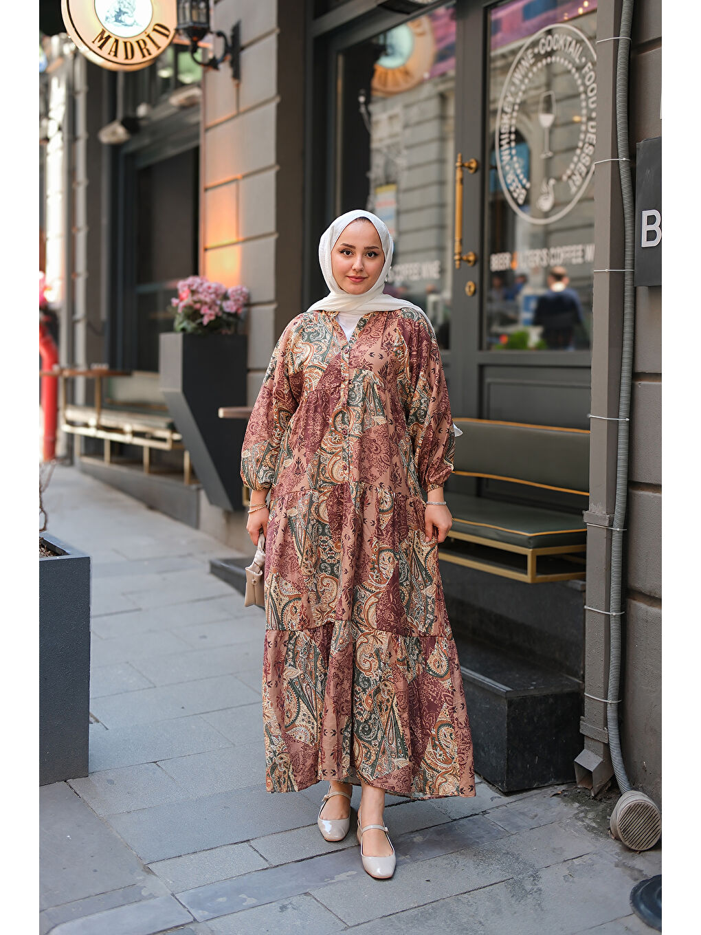 Kahverengi Kadın Pilea Luna Gipeli Elbise Açık Kahve-4