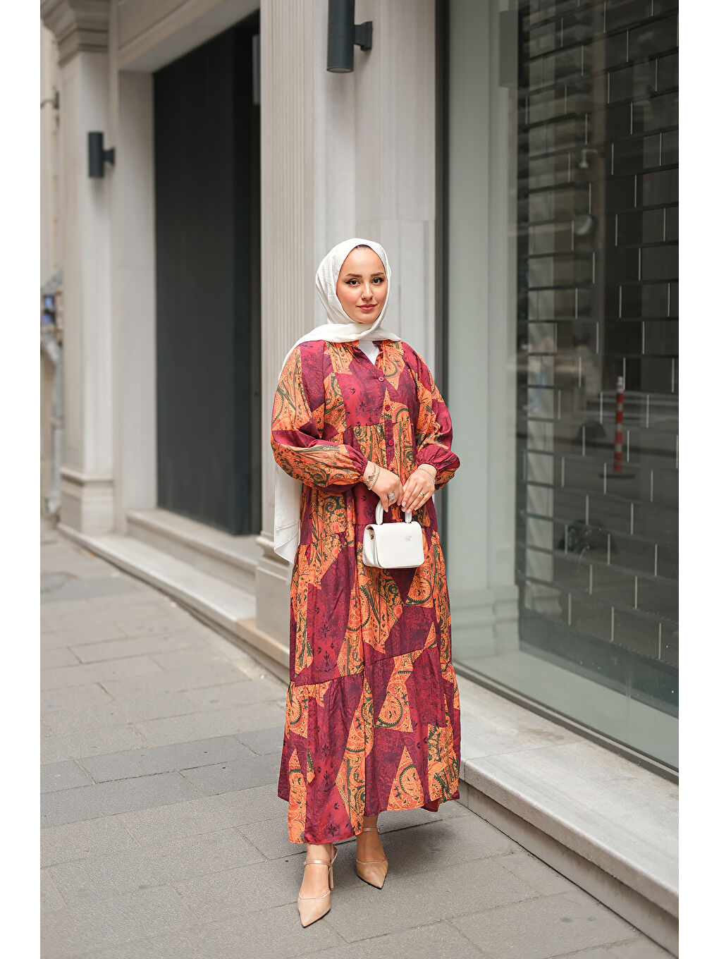 Kadın Pilea Luna Gipeli Elbise Bordo-1