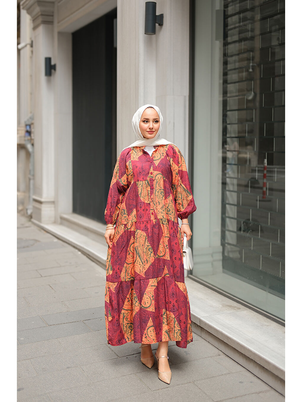 Kadın Pilea Luna Gipeli Elbise Bordo-2