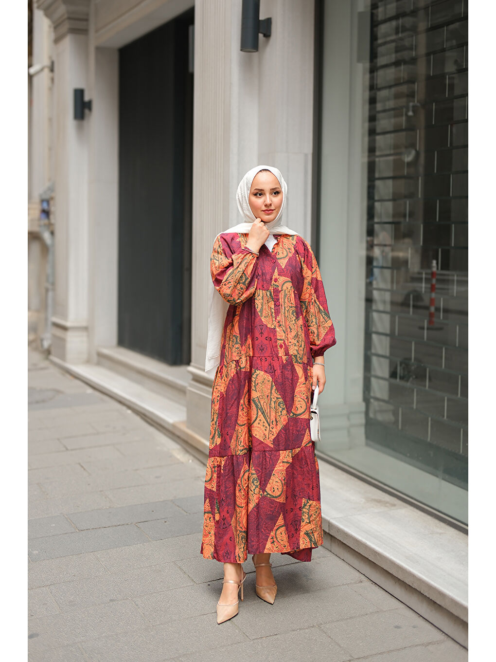 Kadın Pilea Luna Gipeli Elbise Bordo-3