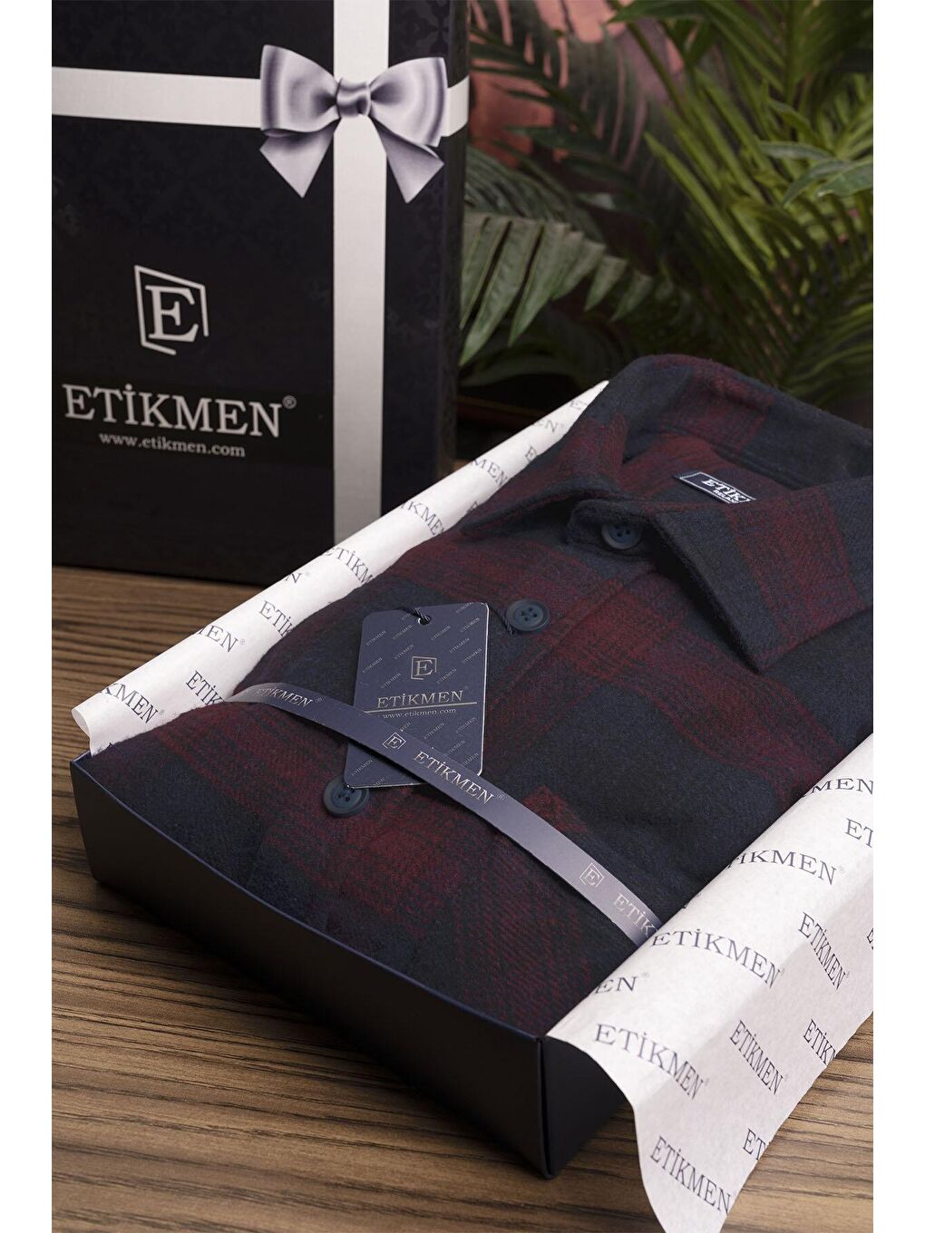 Lacivert Bordo Geçişli Kalın Oversize ( Geniş Kalıp ) Oduncu Gömlek-6