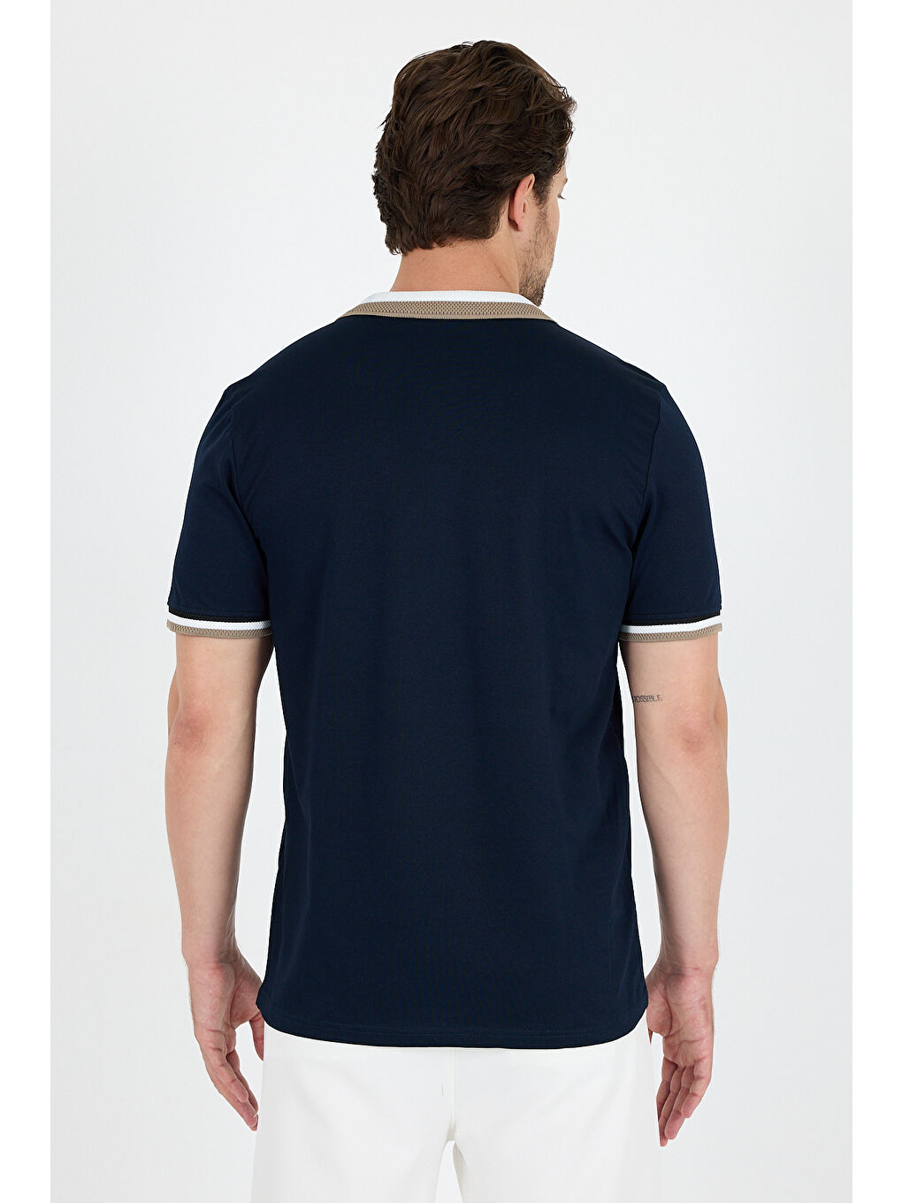 Lacivert Erkek Amerikan Stil Polo Yaka Tişört , Yazlık Spor Tişört 5030-4