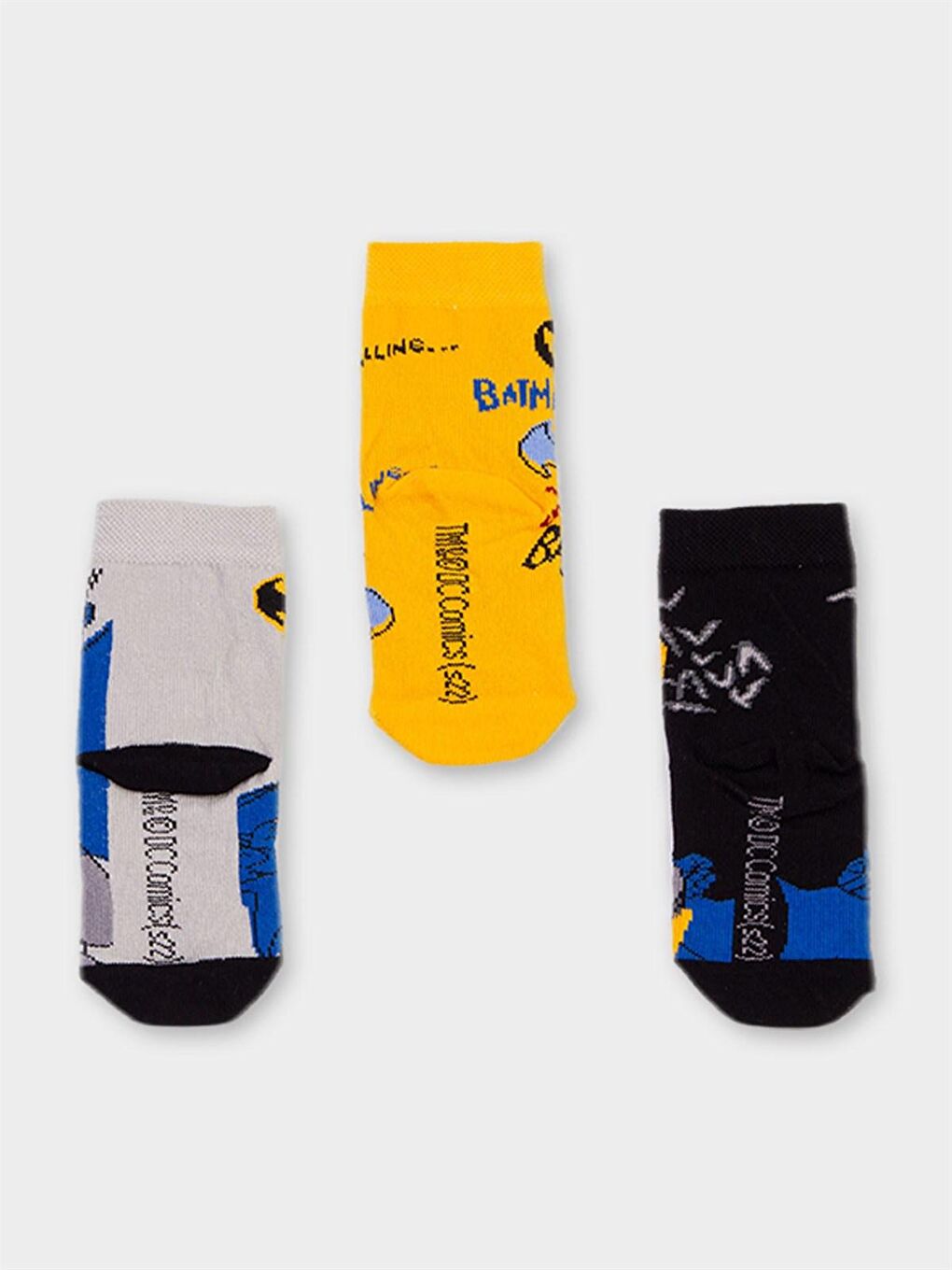 Sarı Batman Lisanslı Erkek Çocuk 3 Çift Soket Çorap 20485-1