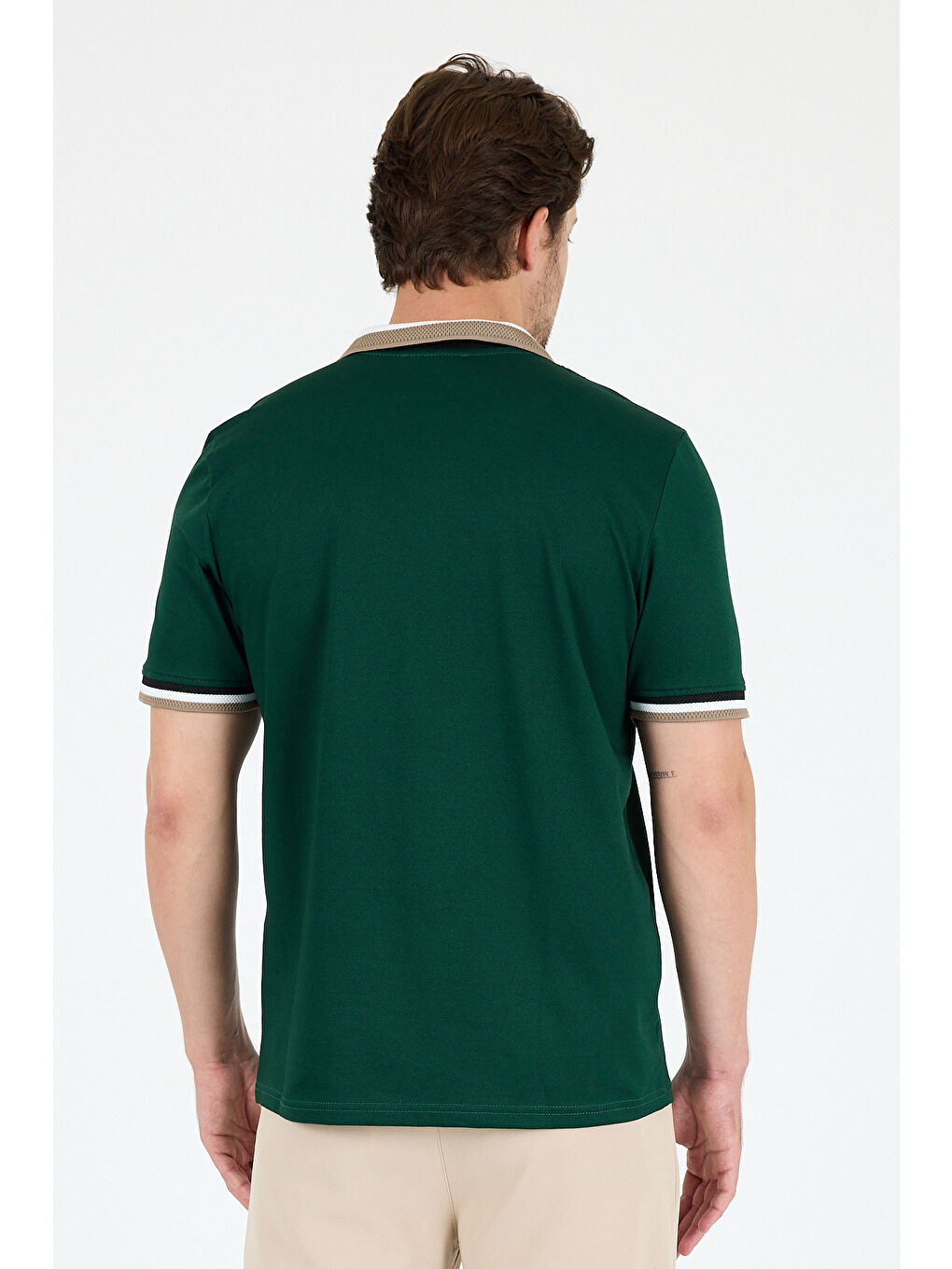 Yeşil Erkek Amerikan Stil Polo Yaka Tişört , Yazlık Spor Tişört 5030-4