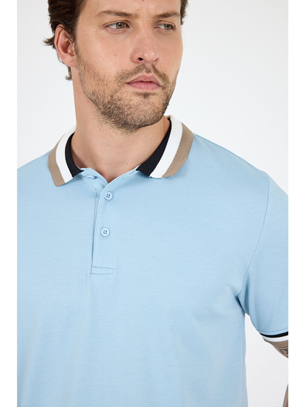 Mavi Erkek Amerikan Stil Polo Yaka Tişört , Yazlık Spor Tişört 5030-3