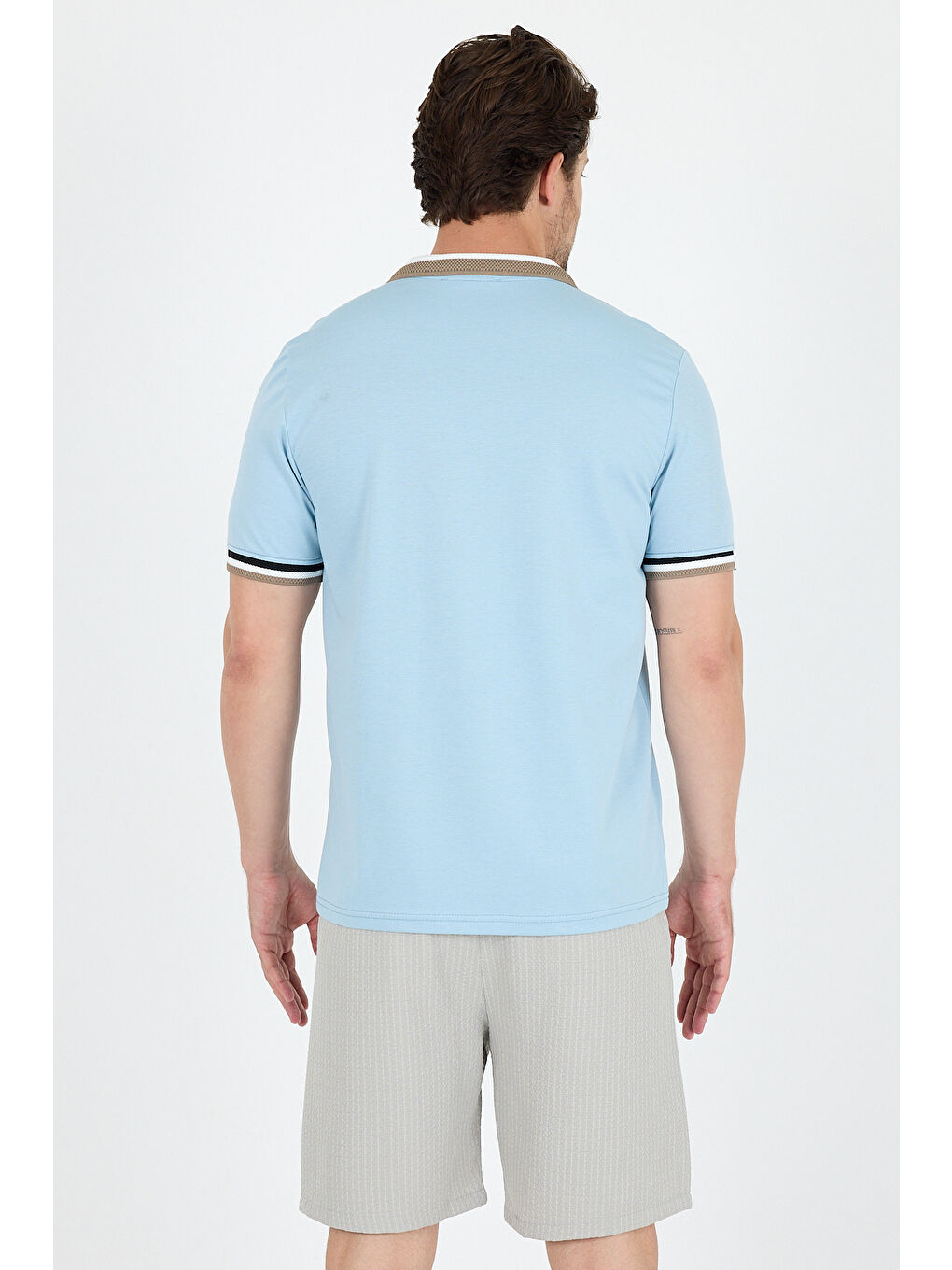 Mavi Erkek Amerikan Stil Polo Yaka Tişört , Yazlık Spor Tişört 5030-4