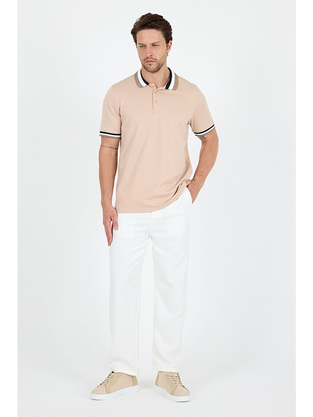 Pembe Erkek Amerikan Stil Polo Yaka Tişört , Yazlık Spor Tişört 5030