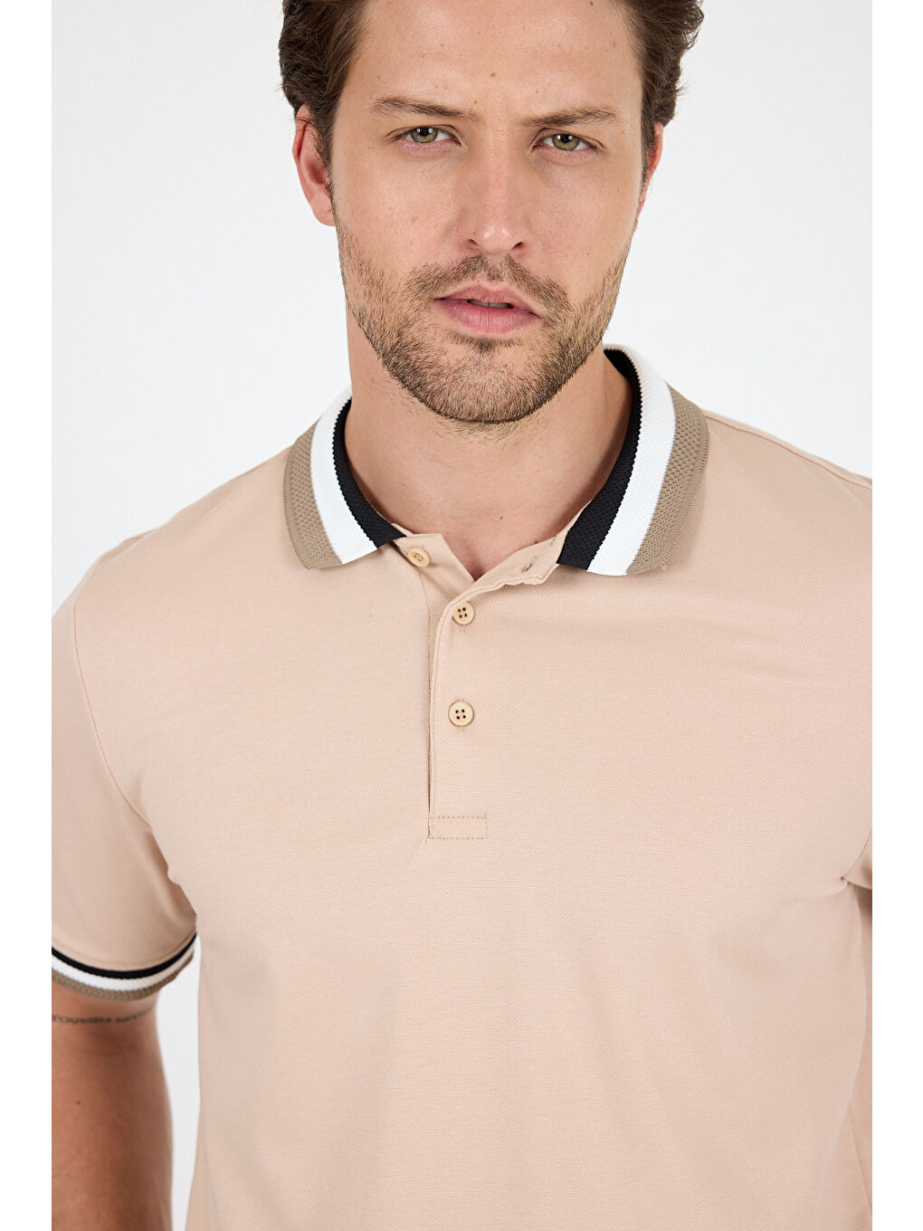 Pembe Erkek Amerikan Stil Polo Yaka Tişört , Yazlık Spor Tişört 5030-2