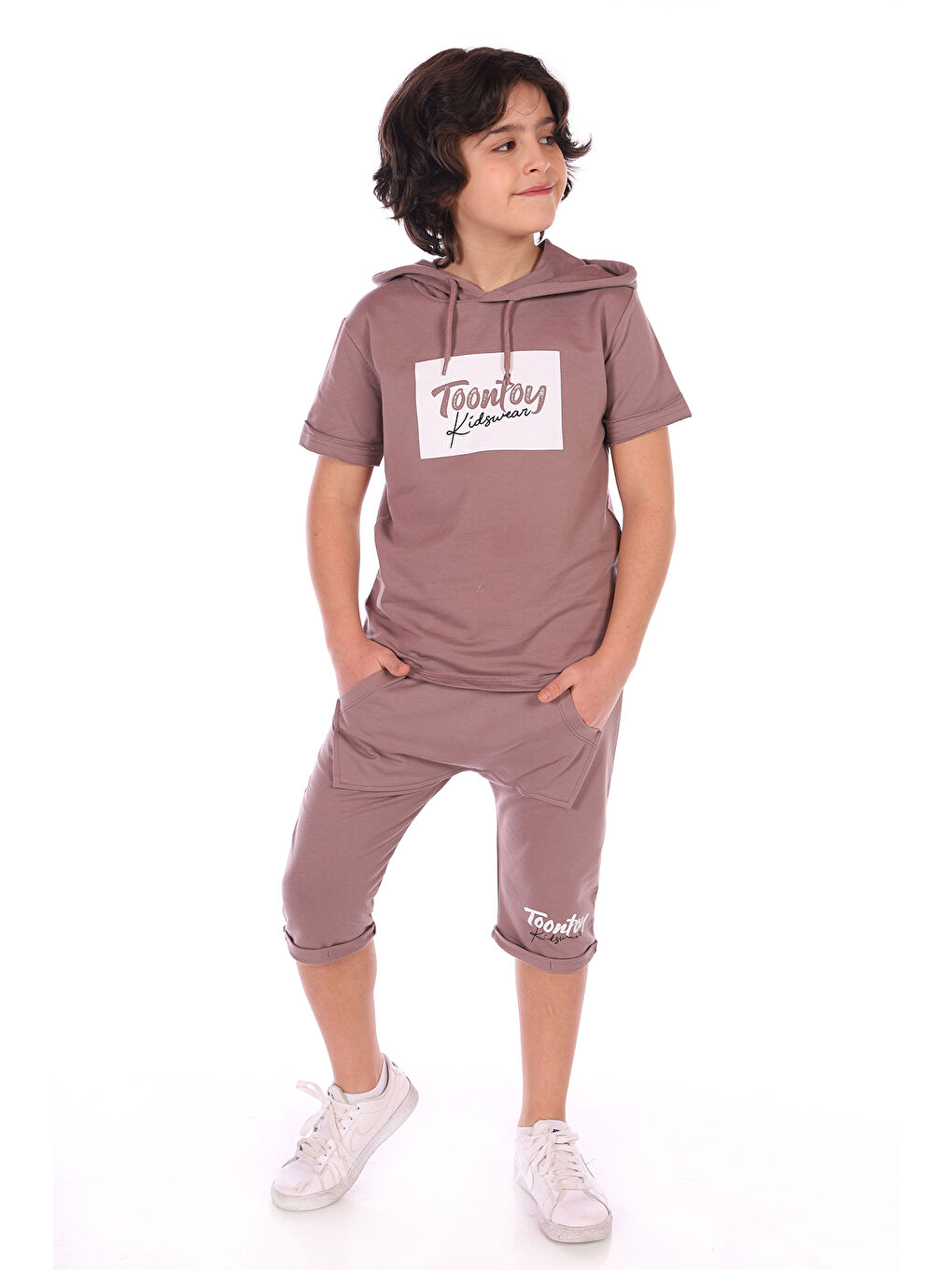 Toontoykids Koyu Kahve Erkek Çocuk Kids Wear Baskılı BermudaTakım