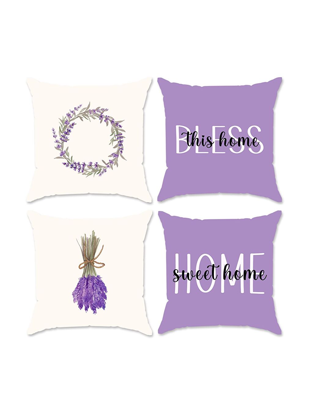 Karışık Bahar Temalı Kadife Kırlent Kılıfı 4'lü Set 43x43 cm Çift Taraf Baskı-1