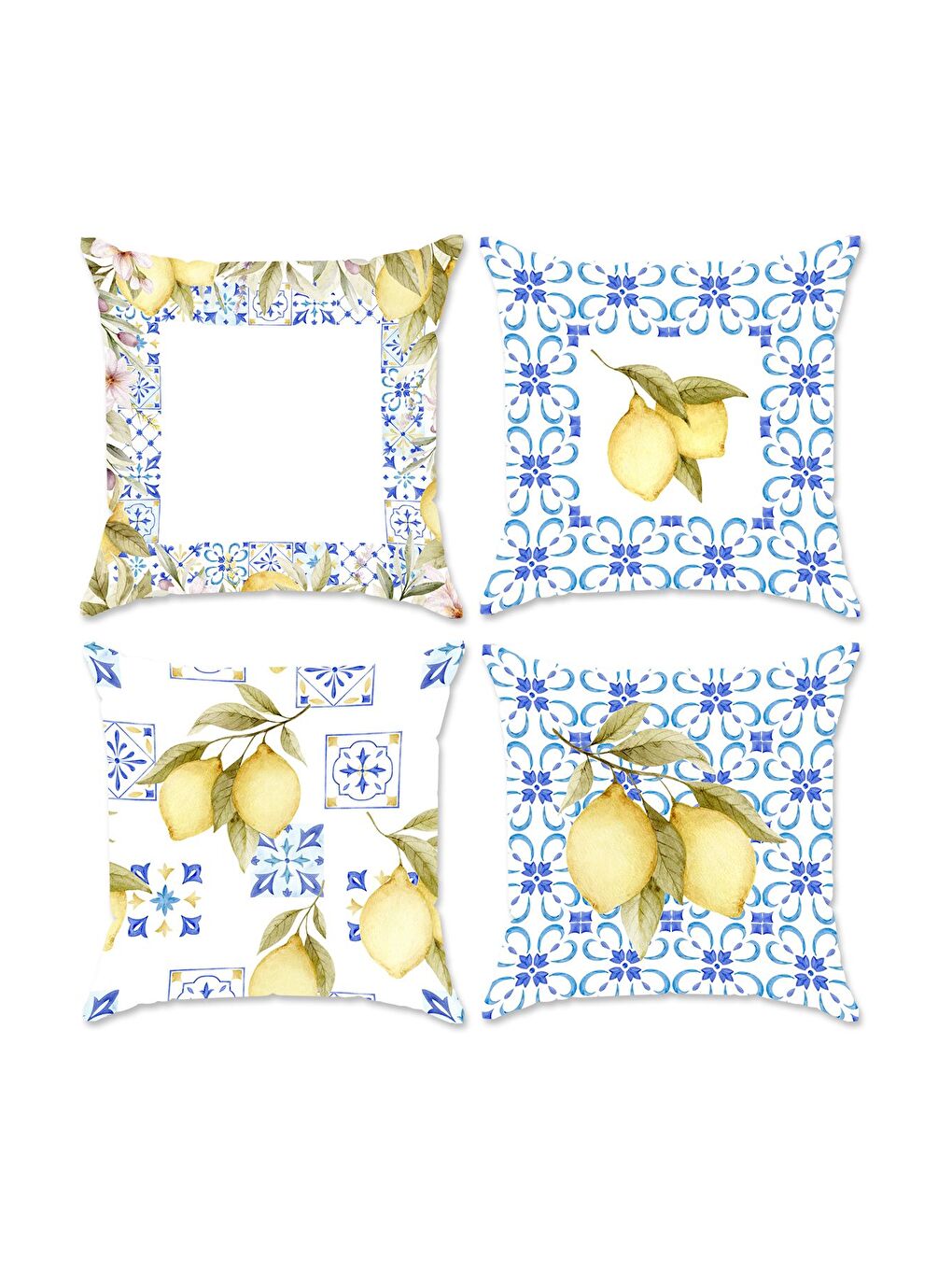 Karışık Bahar Temalı Kadife Kırlent Kılıfı 4'lü Set 43x43 cm Çift Taraf Baskı-1